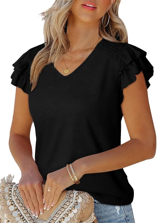 Women's Casual Ruffle Short Sleeve